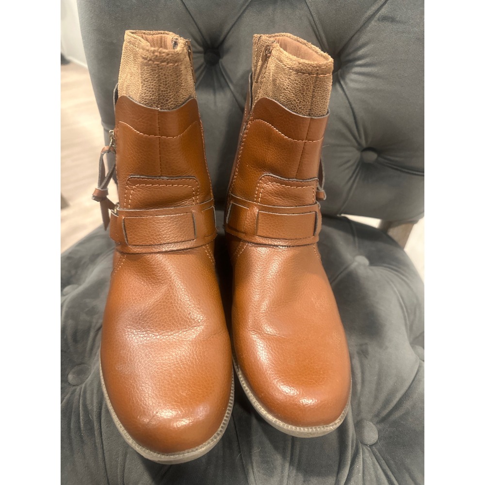 Clarks Womens riddle avant Leather Mid-Calf Ankle Boots Size 9 Brown comfort